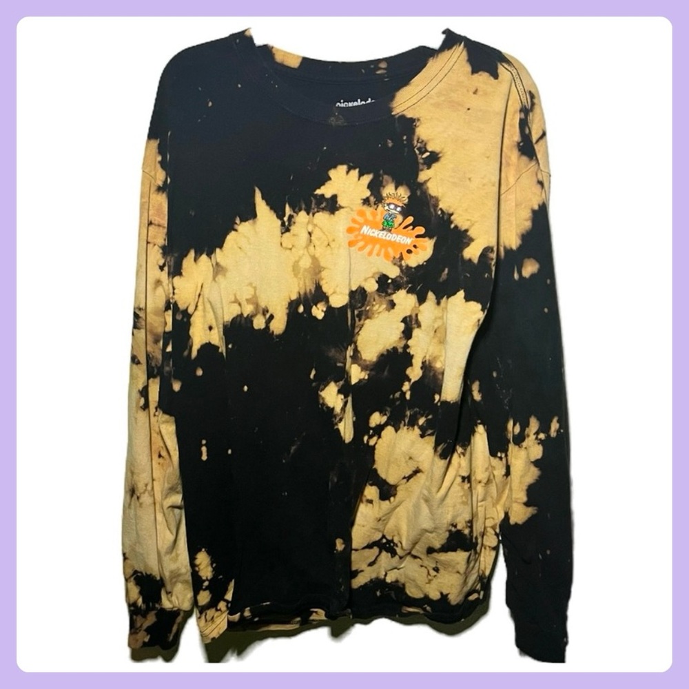 Black Bleached Nickelodeon 90s Character Pullover Sweater